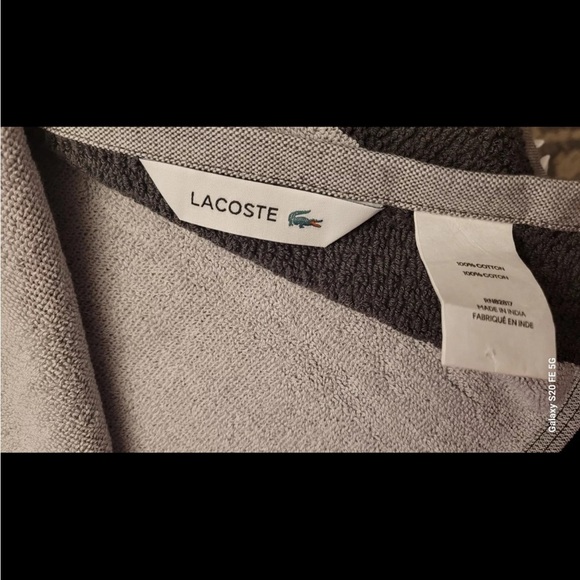 Lacoste Bath Towel 100% Cotton 30" x 52" Gray Big Crocodile Logo - Picture 6 of 8
